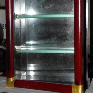 CHERRY WOOD & BRASS DISPLAY SHELF